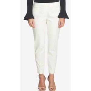 CeCe Womens Size 4 Delicate Delight Jacquard Straight-Leg Pants in New Ivory $99